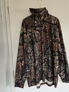 Cabela's Camo Turtleneck Pullover - Brown & Green Men's 2XL